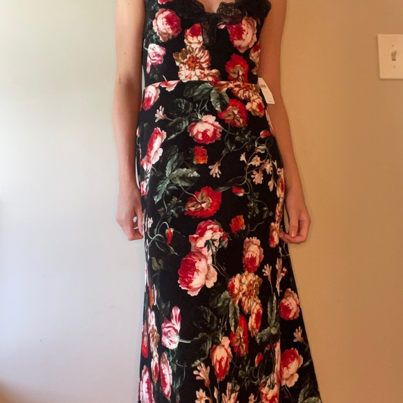 Red and pink floral Anthropologie Foxiedox midi dress - Picture 2 of 5
